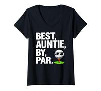 Donna Best Auntie By Par Cool Golf Themed Golfing Auntie Maglietta con Collo a V