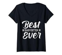 Donna Best Babysitter Ever Au-Pair Badante Tata Babysitter Maglietta con Collo a V