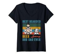 Donna Best Bearded Beer Loving Dog Dad Ever Australian Shepherd Maglietta con Collo a V