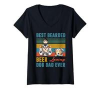 Donna Best Bearded Beer Loving Dog Dad Ever Australian Shepherd Maglietta con Collo a V