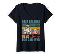 Donna Best Bearded Beer Loving Dog Dad Ever Beagle Dog Lover Maglietta con Collo a V