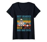 Donna Best Bearded Beer Loving Dog Dad Ever Boxer Pet Personalized Maglietta con Collo a V
