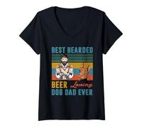 Donna Best Bearded Beer Loving Dog Dad Ever Doberman Lover Maglietta con Collo a V
