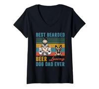 Donna Best Bearded Beer Loving Dog Dad Ever German Shepherd Lover Maglietta con Collo a V