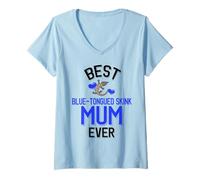 Donna Best Blue-Tongued Skink Mum Ever Cute Rettile Maglietta con Collo a V