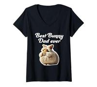 Donna Best Bunny Dad Ever - Coniglio d'angora gigante Maglietta con Collo a V