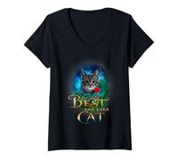 Donna Best Cat Dad Ever Funny Kitten Tabby Cat for Fathers Day Maglietta con Collo a V