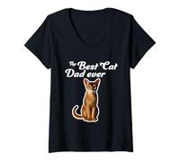 Donna Best Cat Dad Ever - Gatto Abissino Maglietta con Collo a V