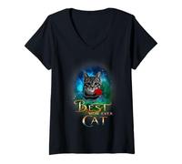 Donna Best Cat Mom Ever Funny Kitten Cats Lover Mommy Mothers Day Maglietta con Collo a V