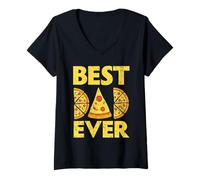Donna Best Dad Ever Pizza Lover Cibo Italiano Pizza Eater Maglietta con Collo a V