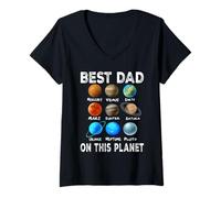 Donna Best Dad On This Planet for Daddy Funny Fathers Day Maglietta con Collo a V
