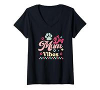 Donna Best Dog Mummy In The World Ever Retro Cool Dog Mum Vibes Maglietta con Collo a V