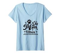 Donna Best Dog Mummy In The World Ever Retro Cool Dog Mum Vibes Maglietta con Collo a V