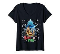 Donna Best Ever Christmas Gesù Presepe Buon Natale Maglietta con Collo a V