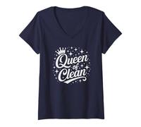 Donna Best Ever Queen of Clean Pulizia del Personale di Pulizia della Pulizia Maglietta con Collo a V