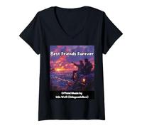Donna Best Friends Forever - Amicizia al tramonto Maglietta con Collo a V