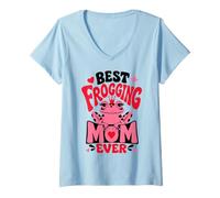 Donna Best Frogging Mom Ever Maglietta con Collo a V