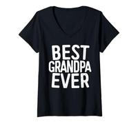 Donna Best Grandpa Ever - Camicia da Uomo per Nonno Maglietta con Collo a V