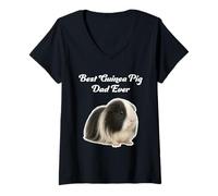 Donna Best Guinea Pig Dad Ever - Porcellini d'India peruviani Maglietta con Collo a V