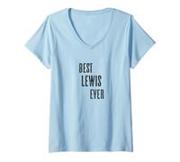 Donna BEST LEWIS EVER | Funny Cute - Uomo Donna Kids - Nome - Maglietta con Collo a V