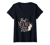 Donna Best Mama Since 2020 Design Cuore Elegante Regalo 20 Maglietta con Collo a V