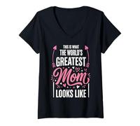 Donna Best Mom Best Mother Awesome Mom Shirts for Mother's Day Maglietta con Collo a V