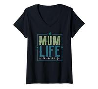 Donna Best Mother in A World Supercute Mum Life Is The Best Life Maglietta con Collo a V