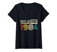 Donna Best Of 1984 Classic Birthday 1984 Cassette Tape Vintage Maglietta con Collo a V