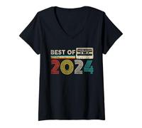 Donna Best Of 2024 Classic Birthday 2024 Cassette Tape Vintage Maglietta con Collo a V