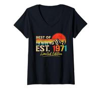 Donna Best Of Est 1971 Limited Edition Vintage Year 1971 Birthday Maglietta con Collo a V