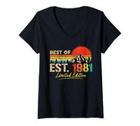 Donna Best Of Est 1981 Limited Edition Vintage Year 1981 Birthday Maglietta con Collo a V