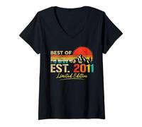 Donna Best Of Est 2011 Limited Edition Vintage Year 2011 Birthday Maglietta con Collo a V