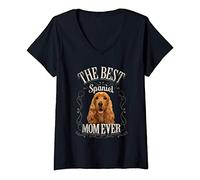 Donna Best Spaniel Mom Ever Cocker Spaniel inglese Cane Donne Maglietta con Collo a V
