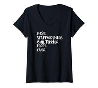 Donna Best Staffordshire Bull Terrier Mom Ever Maglietta con Collo a V