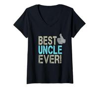 Donna Best Uncle Ever Lo Zio Design Vintage con i Pollici in su Maglietta con Collo a V