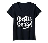 Donna Bestie Squad - Corrispondenza Minimalista dell'amicizia dei Migliori Amici Maglietta con Collo a V