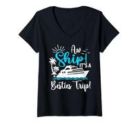 Donna Besties Cruise Trip 2025 Friends Cruise Trip Summer Vacation Maglietta con Collo a V