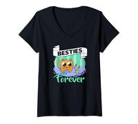 Donna Besties Forever Amicizia con Gli Animali Maglietta con Collo a V