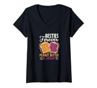 Donna Besties Forever - Burro di Arachidi e Gelatina, per Migliori Amici Maglietta con Collo a V