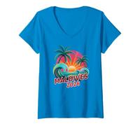 Donna Besties Maldive 2026 Tutte Le Ragazze Trip Beaching Vacation Diva Maglietta con Collo a V
