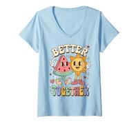 Donna Better Together Best Friends Friendship Saying Maglietta con Collo a V