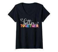 Donna Better Together Colorato Stile Artistico per Uomini e Donne Maglietta con Collo a V