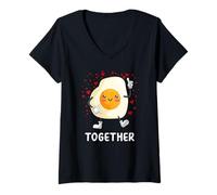 Donna Better Together Design - Coppia di uova e pancetta abbinata Maglietta con Collo a V