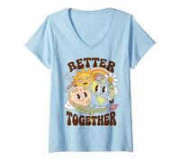 Donna Better Together Earth Moon Peace Unity Positive Message Maglietta con Collo a V