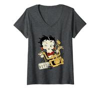 Donna Betty Boop Ez Rider Betty Maglietta con Collo a V