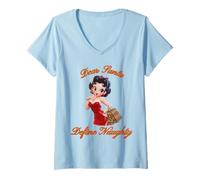 Donna Betty Christmas Dear Santa Naughty Pigiama Maglietta con Collo a V
