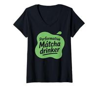Donna Bevitore Performativo Matcha Lover Gen Z Love Matcha Maglietta con Collo a V