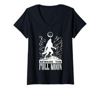 Donna Beware The Full Moon Maglietta con Collo a V