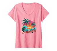 Donna BFF Barbados Besties Viaggio Surf Vacanza Mamma Figlia Maglietta con Collo a V