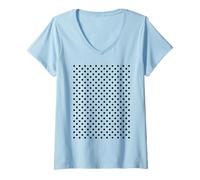 Donna Bianco e Nero Polka Dot Estetica Carino Grande Polkadot Maglietta con Collo a V